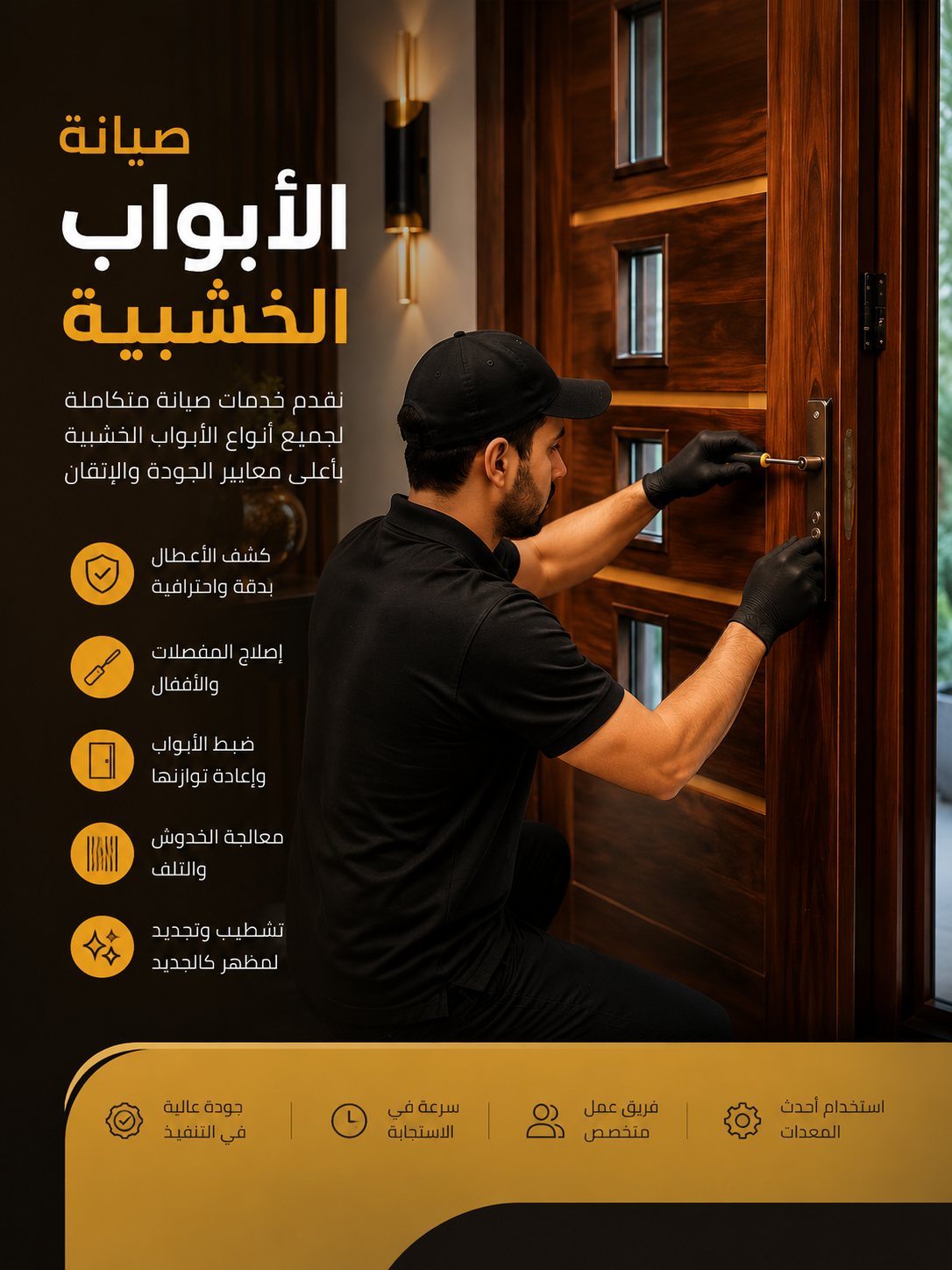 خدمة صيانة الأبواب الخشبية - تفاصيل العمل